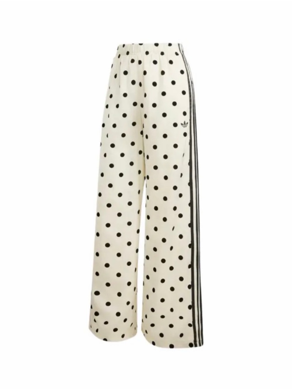NWT adidas Cream and Black Polka-Dot Satin Track Pants